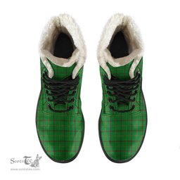 ScotsTee Shop Scottish Tribe of Mar Clan Faux Fur Tartan Leather Boots