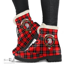 ScotsTee Shop Scottish Ramsay Modern Clan Crest Faux Fur Tartan Leather Boots