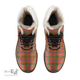 ScotsTee Shop Scottish Ross Ancient Clan Crest Faux Fur Tartan Leather Boots