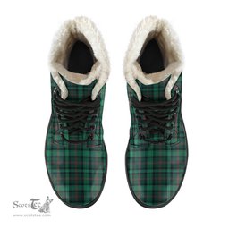 ScotsTee Shop Scottish Ross Hunting Modern Clan Crest Faux Fur Tartan Leather Boots