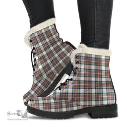 ScotsTee Shop Scottish Stewart Dress Ancient Clan Faux Fur Tartan Leather Boots