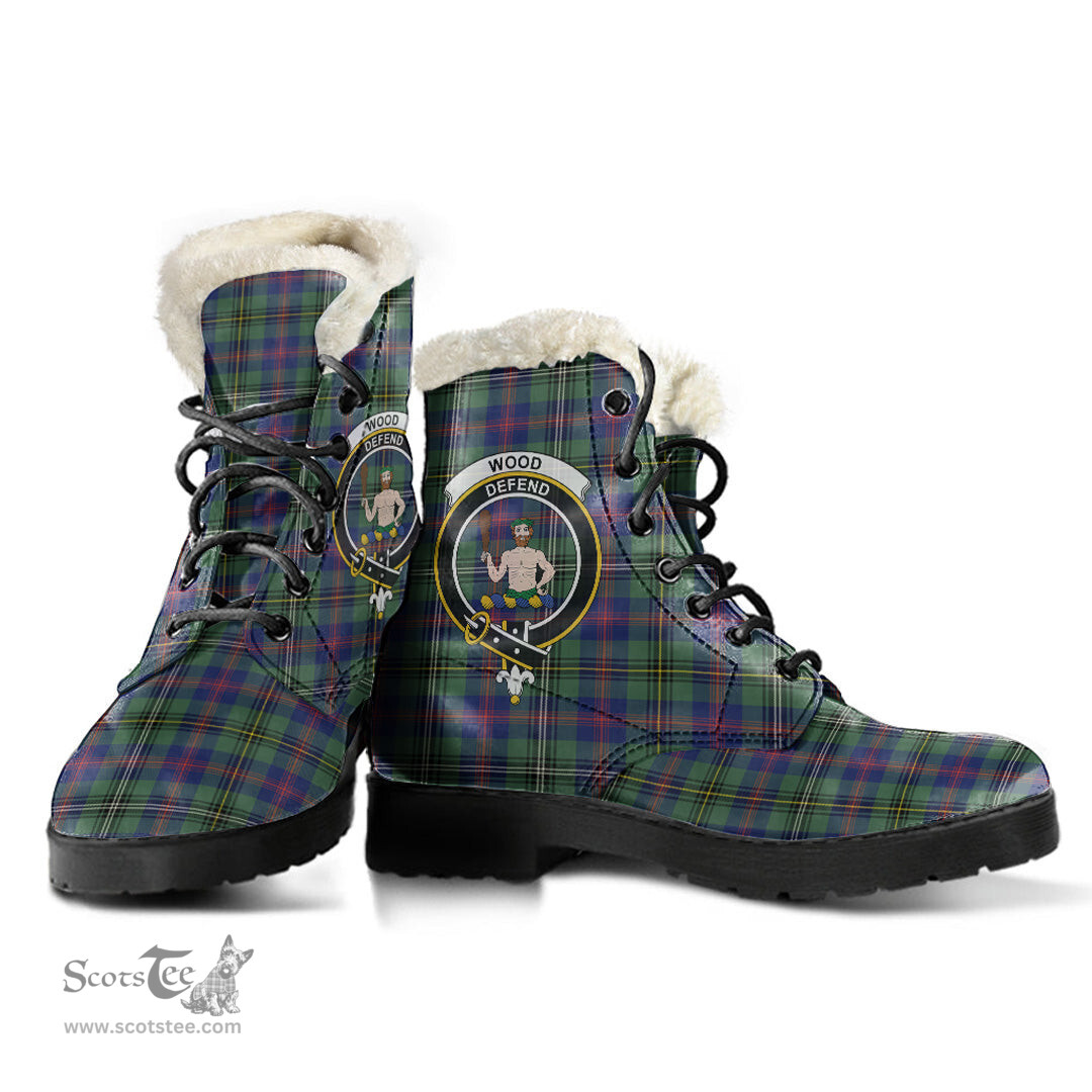 ScotsTee Shop Scottish Wood Modern Clan Crest Faux Fur Tartan Leather Boots