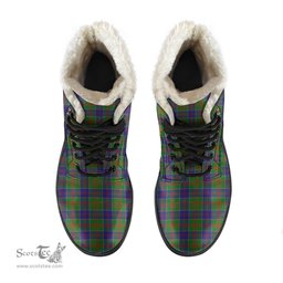 ScotsTee Shop Scottish Stewart of Appin Hunting Modern Clan Faux Fur Tartan Leather Boots