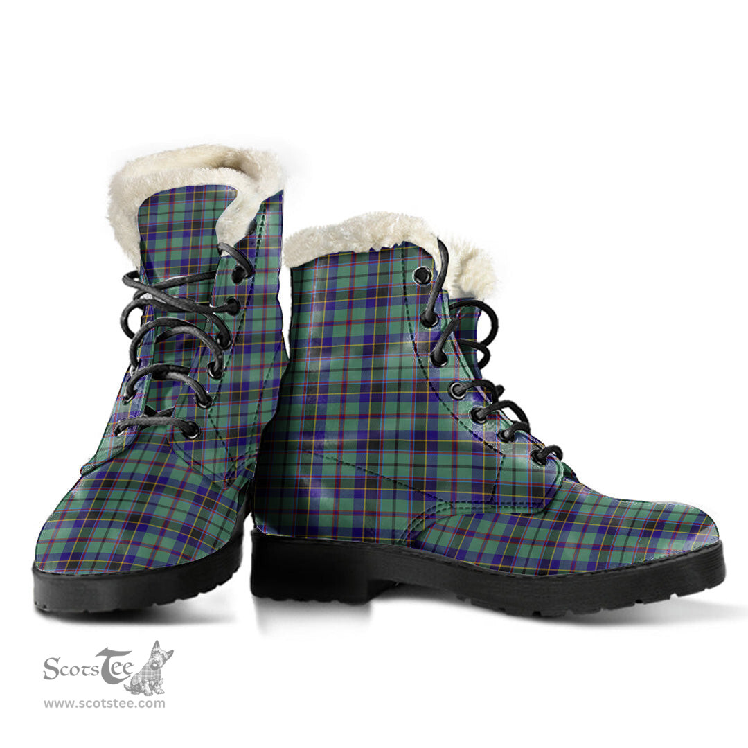 ScotsTee Shop Scottish Stevenson Clan Faux Fur Tartan Leather Boots