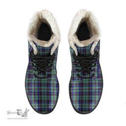 ScotsTee Shop Scottish Stevenson Clan Faux Fur Tartan Leather Boots