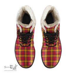 ScotsTee Shop Scottish Scrymgeour Clan Crest Faux Fur Tartan Leather Boots