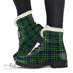 ScotsTee Shop Scottish Rollo Modern Clan Faux Fur Tartan Leather Boots