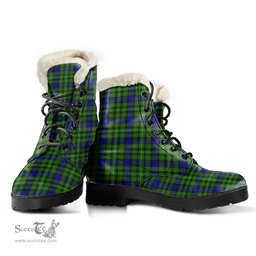 ScotsTee Shop Scottish Rollo Modern Clan Faux Fur Tartan Leather Boots