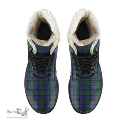 ScotsTee Shop Scottish Sinclair Hunting Modern Clan Crest Faux Fur Tartan Leather Boots