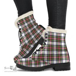 ScotsTee Shop Scottish Stewart Dress Modern Clan Faux Fur Tartan Leather Boots