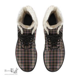 ScotsTee Shop Scottish Sutherland Weathered Clan Crest Faux Fur Tartan Leather Boots