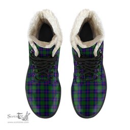 ScotsTee Shop Scottish Shaw Modern Clan Crest Faux Fur Tartan Leather Boots