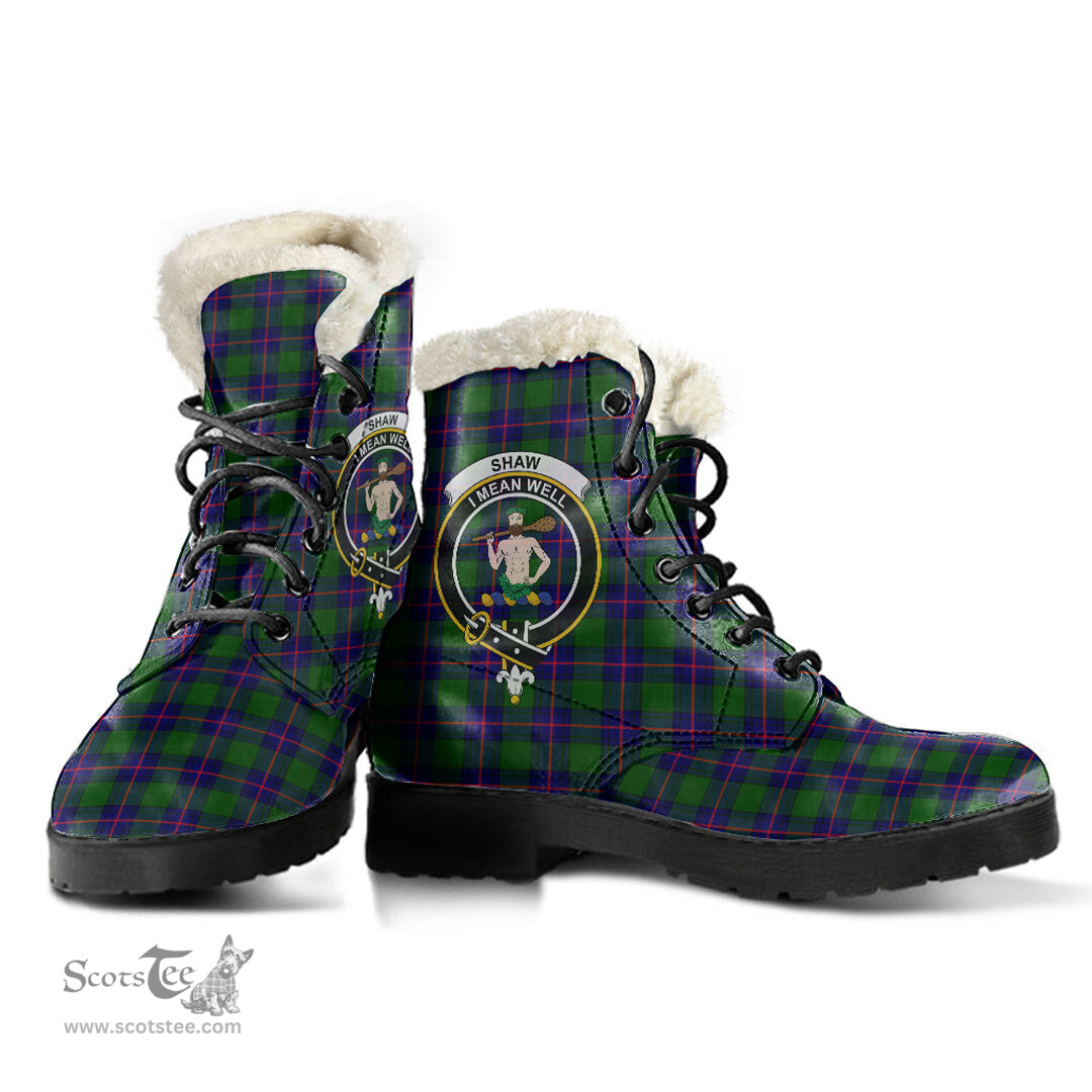 ScotsTee Shop Scottish Shaw Modern Clan Crest Faux Fur Tartan Leather Boots