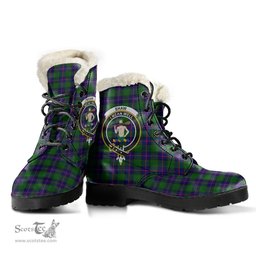 ScotsTee Shop Scottish Shaw Modern Clan Crest Faux Fur Tartan Leather Boots