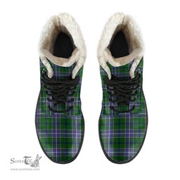 ScotsTee Shop Scottish Wishart Hunting Modern Clan Crest Faux Fur Tartan Leather Boots
