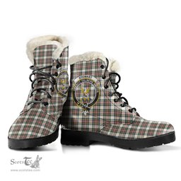 ScotsTee Shop Scottish Stewart Dress Ancient Clan Crest Faux Fur Tartan Leather Boots