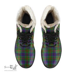 ScotsTee Shop Scottish Stewart of Appin Hunting Modern Clan Crest Faux Fur Tartan Leather Boots