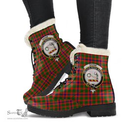 ScotsTee Shop Scottish Skene Modern Clan Crest Faux Fur Tartan Leather Boots