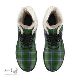 ScotsTee Shop Scottish Pringle Clan Faux Fur Tartan Leather Boots