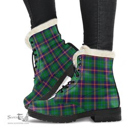 ScotsTee Shop Scottish Young Modern Clan Faux Fur Tartan Leather Boots