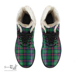 ScotsTee Shop Scottish Young Modern Clan Faux Fur Tartan Leather Boots