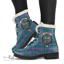 ScotsTee Shop Scottish Ralston Clan Crest Faux Fur Tartan Leather Boots