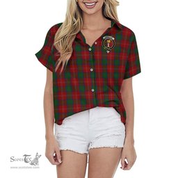 ScotsTee Shop Scottish Chisholm Clan Crest Tartan Women Casual Shirt - Classic