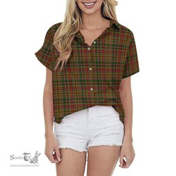 ScotsTee Shop Scottish Drummond of Strathallan Clan Tartan Women Casual Shirt - Classic