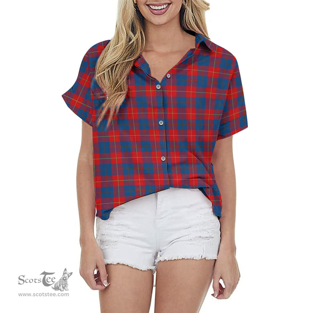 ScotsTee Shop Scottish Galloway Red Clan Tartan Women Casual Shirt - Classic