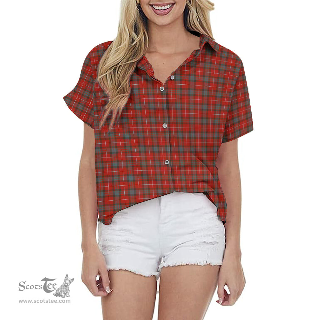 ScotsTee Shop Scottish Fraser Weathered Clan Tartan Women Casual Shirt - Classic