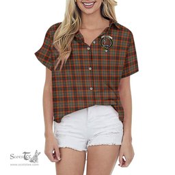 ScotsTee Shop Scottish Innes Ancient Clan Crest Tartan Women Casual Shirt - Classic