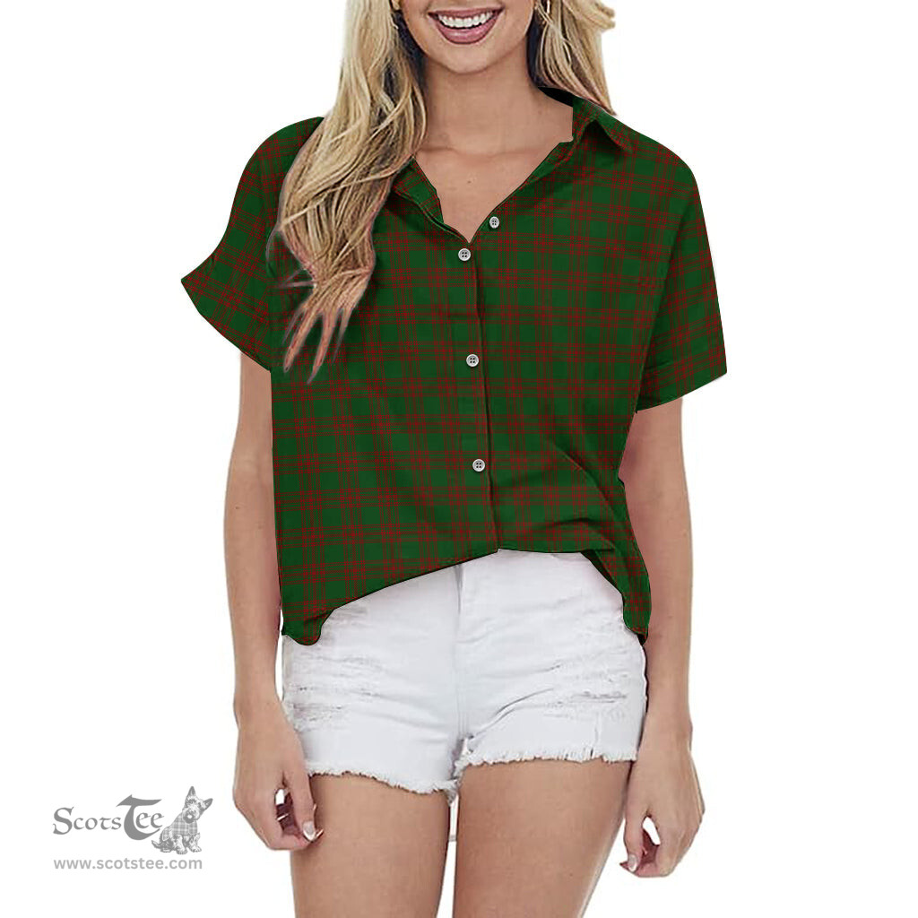 ScotsTee Shop Scottish Menzies Clan Tartan Women Casual Shirt - Classic