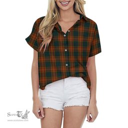 ScotsTee Shop Scottish Roscommon County Ireland Clan Tartan Women Casual Shirt - Classic