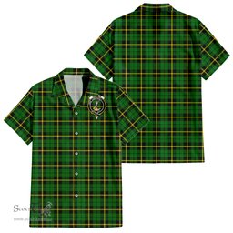 ScotsTee Shop Scottish Wallace Hunting Green Clan Crest Tartan Women Casual Shirt - Classic