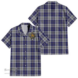 ScotsTee Shop Scottish MacPherson Dress Blue Clan Crest Tartan Women Casual Shirt - Classic