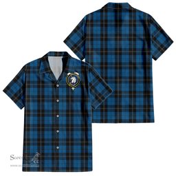 ScotsTee Shop Scottish Ramsay Blue Hunting Clan Crest Tartan Women Casual Shirt - Classic