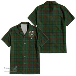 ScotsTee Shop Scottish Shaw of Tordarroch Green Hunting Clan Crest Tartan Women Casual Shirt - Classic