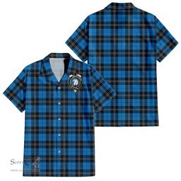 ScotsTee Shop Scottish Ramsay Blue Ancient Clan Crest Tartan Women Casual Shirt - Classic