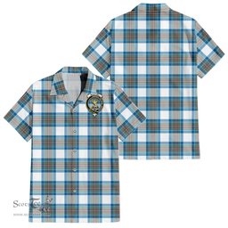 ScotsTee Shop Scottish Stewart Muted Blue Clan Crest Tartan Women Casual Shirt - Classic
