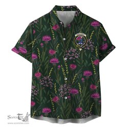 ScotsTee Shop Scottish Arbuthnot Clan Crest Tartan Hawaiian Shirt with Scottish Thistle Shirt