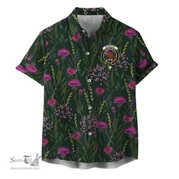 ScotsTee Shop Scottish Darroch Clan Crest Tartan Hawaiian Shirt with Scottish Thistle Shirt