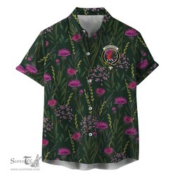 ScotsTee Shop Scottish Armstrong Clan Crest Tartan Hawaiian Shirt with Scottish Thistle Shirt