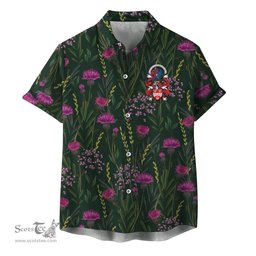 ScotsTee Shop Scottish Crawford Of Newzealand Clan Crest Tartan Hawaiian Shirt with Scottish Thistle Shirt