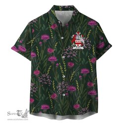 ScotsTee Shop Scottish Macrow Clan Crest Tartan Hawaiian Shirt with Scottish Thistle Shirt