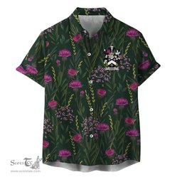 ScotsTee Shop Scottish Hargis Clan Crest Tartan Hawaiian Shirt with Scottish Thistle Shirt