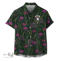 ScotsTee Shop Scottish Ramsay Clan Crest Tartan Hawaiian Shirt with Scottish Thistle Shirt