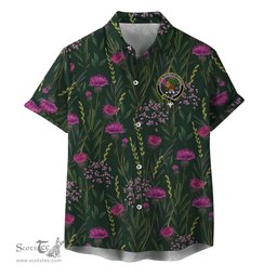 ScotsTee Shop Scottish Moore Clan Crest Tartan Hawaiian Shirt with Scottish Thistle Shirt
