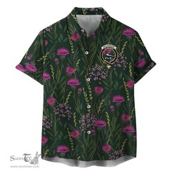 ScotsTee Shop Scottish Walkinshaw Clan Crest Tartan Hawaiian Shirt with Scottish Thistle Shirt
