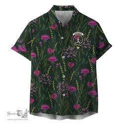 ScotsTee Shop Scottish Kirkpatrick Clan Crest Tartan Hawaiian Shirt with Scottish Thistle Shirt