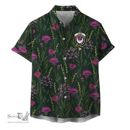 ScotsTee Shop Scottish Leask Clan Crest Tartan Hawaiian Shirt with Scottish Thistle Shirt